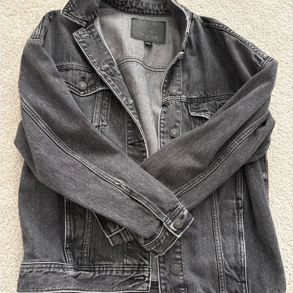 American Eagle Outfitters- Disney Black Denim Jacket with Mickey Mouse Design - Picture 2 of 6